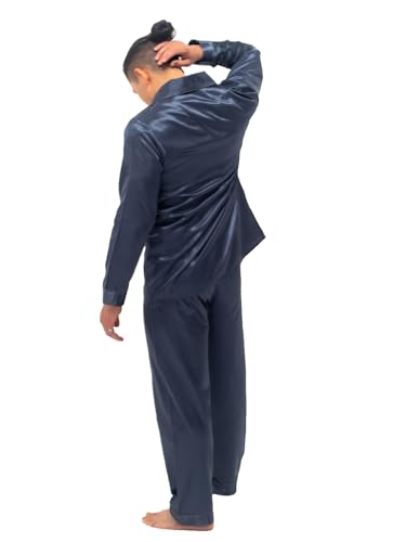 Men's Light Brushed Back Satin Pajama Set - Large, Slate Gray2