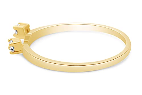 AFFY 0.12 Carat Round White Cubic Zirconia Two Stone Enhancer Guard Ring 14K Gold Over Sterling Silver4