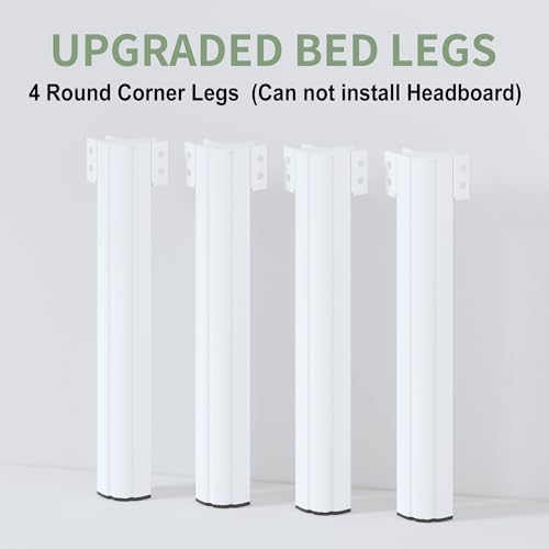 160x200cm Bett Weiß mit Runde Eckbeine, Höhe 46cm Schweres Metallbett, Doppelbett 160x200 mit Lattenrost, Bettgestell mit Viel Stauraum unter dem Bett, Geräuschfrei, Einfacher Aufbau – Bild 8