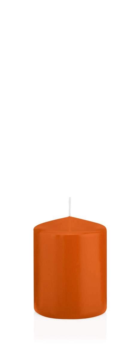 INNA-GlasPillar candle MAEVA, orange, 8cm, Ø6cm, 29h - Made in Germany - Votive candle