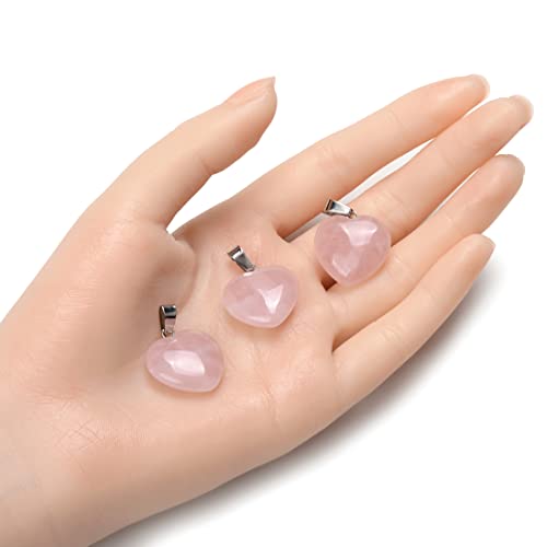 8Pcs Adabele Natural Pink Rose Quartz Gemstone 20Mm Heart Pendant Healing Crystals Chakra Gem Stones Rock Crystal Quartz For Jewelry Craft Making #TOP3