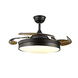 Ventilador de techo para dormitorio. Material: carcasa de metal + cubierta de lámpara de acrílico + alas de ABS retráctiles + motor de cobre puro (potente flujo de aire, silencioso y duradero. Con rejillas de ventilación se puede reducir la temperatura interior de la unidad principal y prolongar la vida útil del motor)
