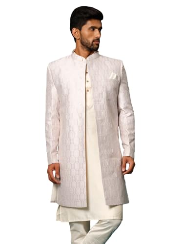 Image of VASTRAMAY Men's Purple Silk Blend Sherwani Only Top | Premium Wedding & Festive Ethnic Attire