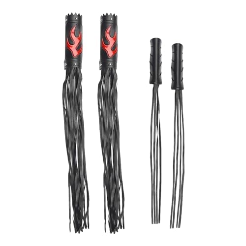Tewzafiya Couvertures de Poignée de Moto, Couvre-Levier de Frein d'embrayage de Moteur de vélo en Cuir Noir avec Franges - Retro Flame Pairs Poignée de...