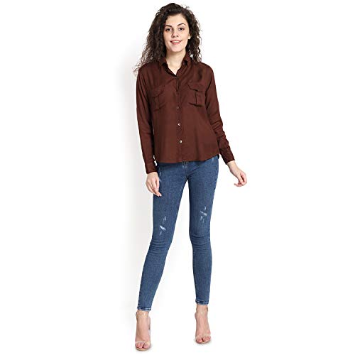 Image of C.Cozami Casual Long Sleeves Double Pocket Women's Rayon Shirts