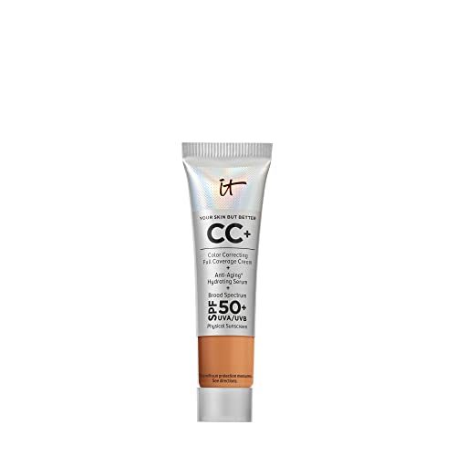 It Cosmetics Your Skin But Better Cc+ Cream Travel Size, Tan (W) - Color Correcting Cream, Full-Coverage Foundation, Hydrating Serum & Spf 50+ Sunscreen - Natural Finish - 0.406 Fl Oz #TOP6