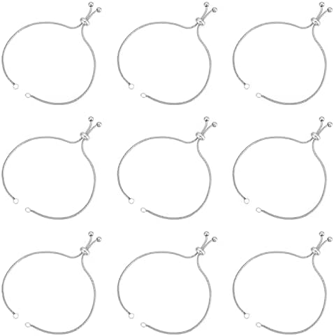 UNICRAFTALE 10 Strand Stainless Steel Adjustable Slider Chain Bracelet Each Side 9"(230mm) Slider Extender Chains with Ball Ends for Jewelry Making