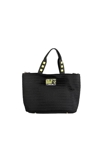 LOLA CASADEMUNT SHOPPER REJILLA LOGO FLÚOR Modelo 12428025 NEGRO