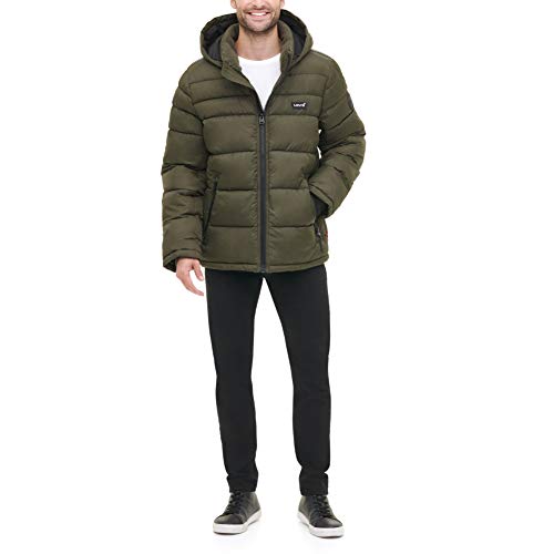 Image of LEVI'S Men's Mid-length Quilted Performance Hoody Puffer Jacket