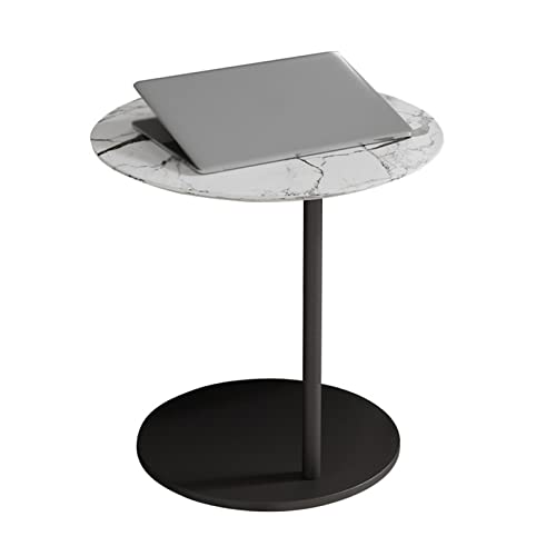 Table d'appoint ronde moderne en métal et ardoise noire