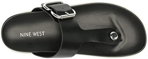 Nine West Women's IVAS Flat Sandal, Black 001, 6.5 | Image 4