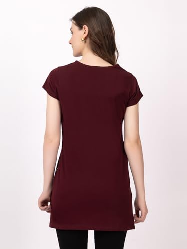 Image of Women Printed Cotton Tshirt with Side Slits & Pocket