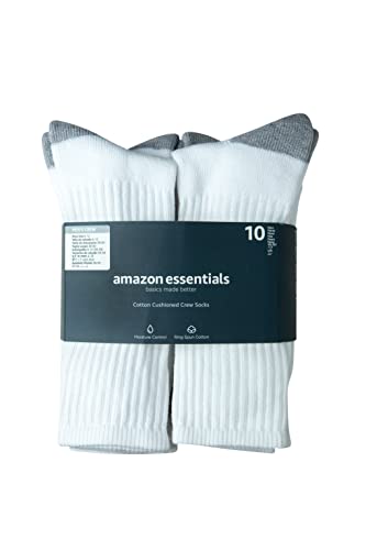 Amazon Essentials INTER_REDEVELOP_1-WHITE-10-13 Men'S Performance Comfortable Cotton Cushioned Breathable Athletic Crew Sports Socks thumb #3