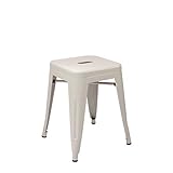 Vaukura Taburete Bajo Oliix - Taburete Industrial Metálico Mate (Beige)