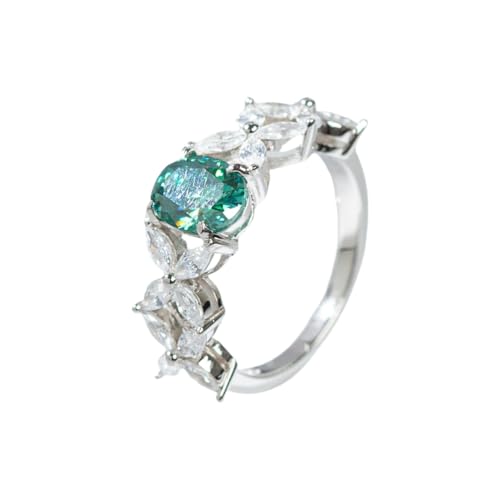 Bague moissanite verte en cadeau d'anniversaire de mariage bague ovale argent S925