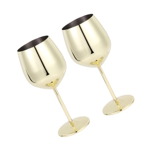 HEALLILY 2pcs Unbreakable Stainless Steel Wine Goblets Elegant Cocktail Cups Liquor Glasses for Home Bar Party Use Classic Design