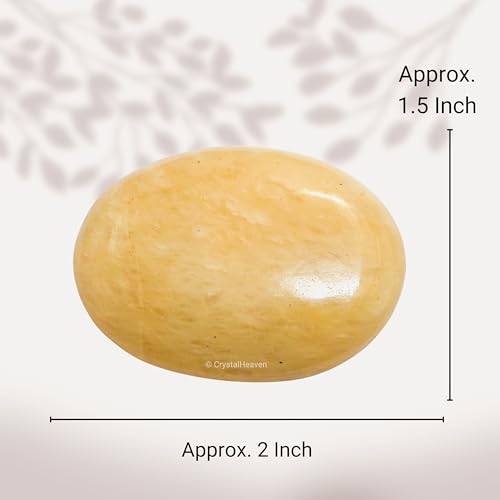 Image of Certified Yellow Aventurine Crystal Palm Pebbles Stones for Anxiety Stress Relief Massage - AAA Grade Original Healing Gemstone Agate Palm Stone for Yoga Meditation Spiritual Reiki Feng Shui