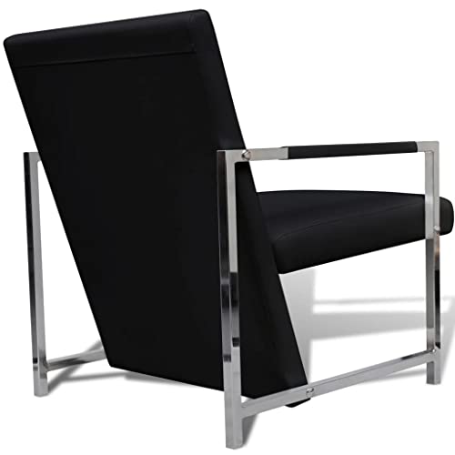 Sillón Plegable Negro Cuero Sintético miniatura 5