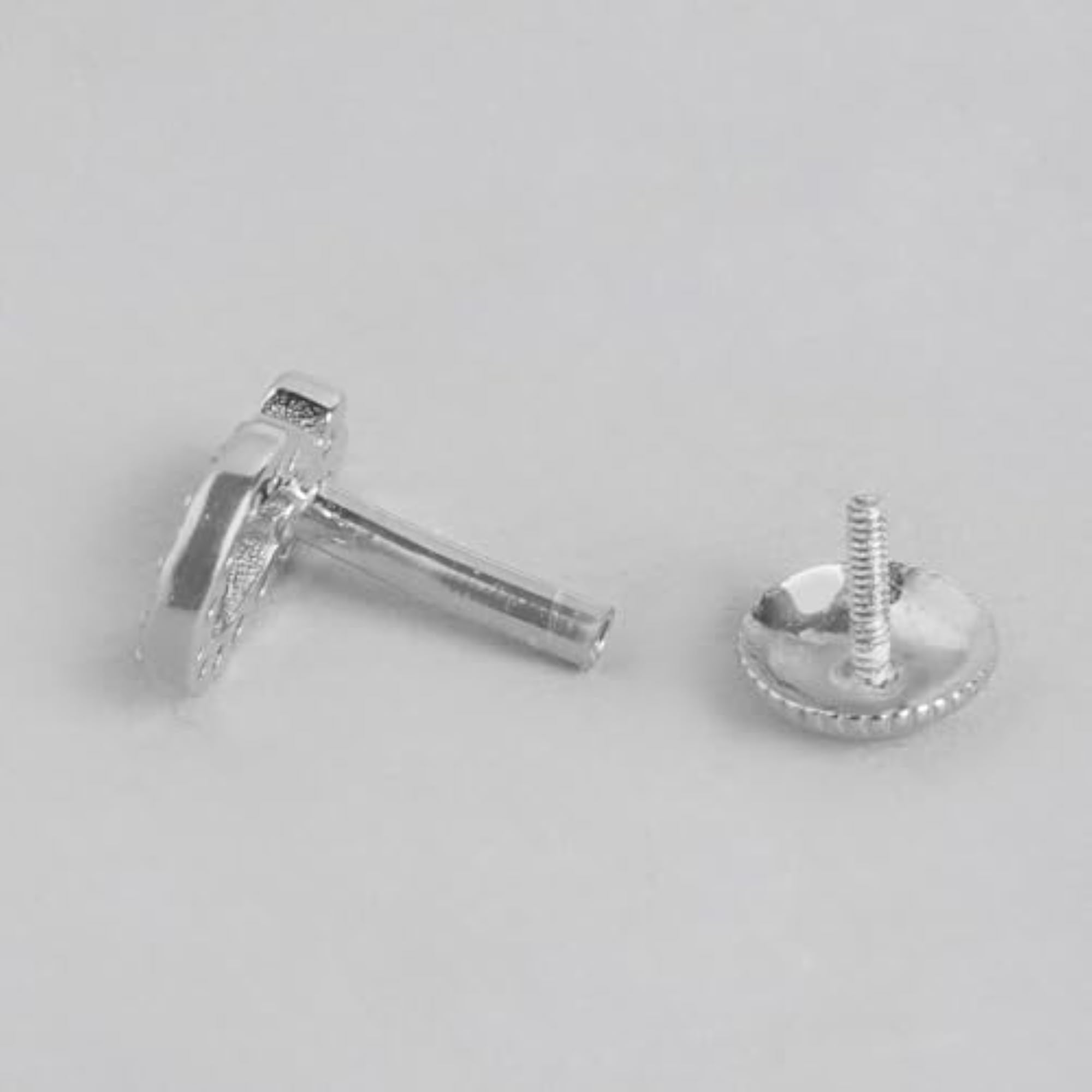 925 Silver CZ Stud Earrings Rhodium Plated Hallmark