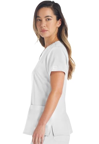 Dickies EDS Essentials Scrubs, V-Neck Womens Tops with Four-Way Stretch and Moisture Wicking DK615, S, White - image 4