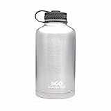 64 oz Stainless Steel Insulated Water Bottle and Beer Growler by Highland Peak - Wide Mouth Canteen - Hot and Cold - BPA Free Metal Thermos Flask