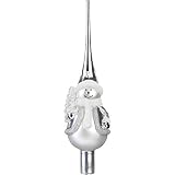 MAGIC Christbaumspitze Formspitze Schneemann Silber/weiß 28cm Glas