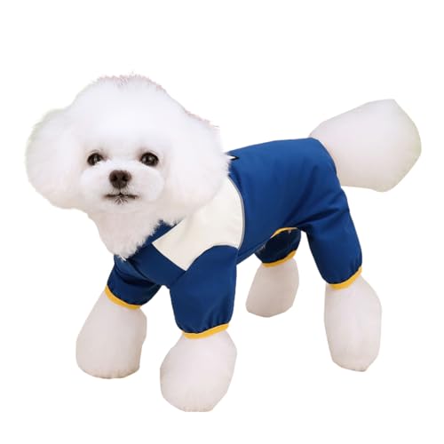 犬用レインコート 犬服 カッパ ペットレインコート ペット雨具 ポンチョ 可愛い 着脱簡単 汚れ防止 通気 防水 軽量設計 快適 耐久性 梅雨対応 散歩用 柴犬用 小/中型犬 K-ブルー M