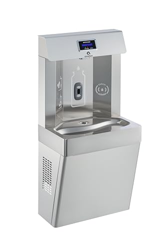 Avalon Wall Mounted Water Fountain with Bottle Filling Station High Capacity Cooling Sensor Dispensing Self Cleaning Digital Bottle Counter Display Dual Filtration ADA Compliant