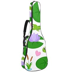 Housse de guitare en tissu Oxford imperméable avec bandoulière réglable Motif grenouilles et lotus - Les Beatles, Paul McCartney, John Lennon, RIngo Starr, George Harrison