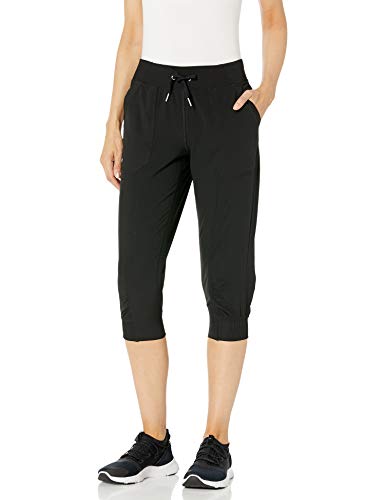 Calvin Klein Women's Premium Performance Rib Cuffed Capri Pant (Standard and Plus), Black, Medium
