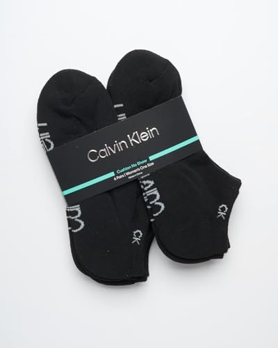 Image of Calvin Klein Womens No Show Socks - 6 Pack Breathable Cotton Blend Athletic Performance Low Cut Running Socks for Women