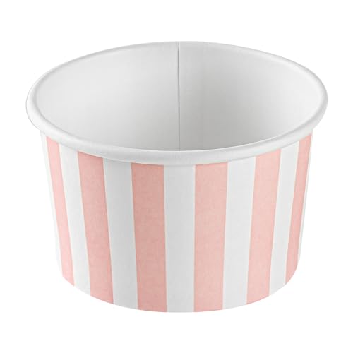 Image of Restaurantware Coppetta 3-Ounce Dessert Cups, 50 Disposable Ice Cream Cups - Lids Sold Separately, Sturdy, Pink And White Paper FroYo Bowls, For Hot And Cold Foods, Perfect For Gelato Or Mousse