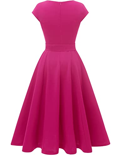 Image of DRESSTELLS Women's Cocktail Dresses, Formal Wedding Guest Modest Church Vintage Tea Party Midi Evening Dress