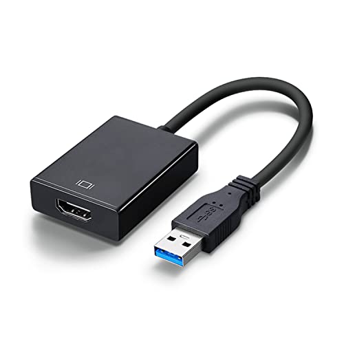 Adaptador USB a HDIM, convertidor USB 3.0/2.0 a HDIM, 1080P HD Audio Sync, compatible con proyector de TV para portátil XP, para Windows 7/8/10, macOS, etc. (negro)