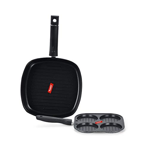 Image of Sumeet NonStick Lacag Cookware Set (Grill Pan-22cm Dia + Mini Multi Snack Maker - 4 Cavity -19.5cm)
