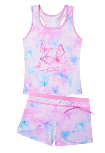 Image of Akokvlar Girls Two Piece Bathing Suit Swimsuit Tankini Swimwear with Boyshort