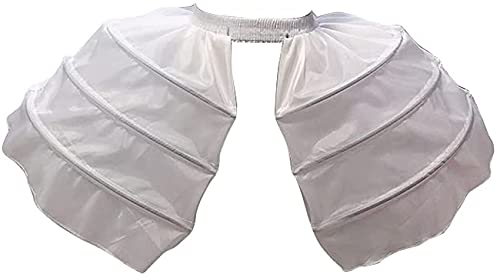Linghe 3 Hoop Bustle Cages Skirt Victorian Rococo Dress Pannier Petticoat Hoop Skirt Cosplay Crinoline for Women(White)