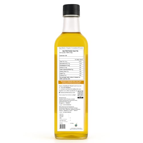 Image of Earthen Story Certified Organic Groundnut Oil 1L | Lab Tested for 250+ Pesticides | Cold Pressed & Unrefined | Kacchi Ghani Peanut Oil | Heart-Healthy, Chemical-Free Cooking Oil