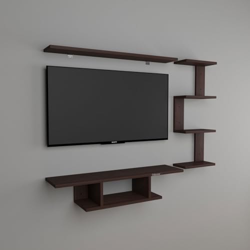 Image of Odestar Scott Engineered Wood TV Entertainment Unit Set Top Box Stand, Mounted TV Unit - Ideal for Upto Size 32 & 43 inch (Black & White)