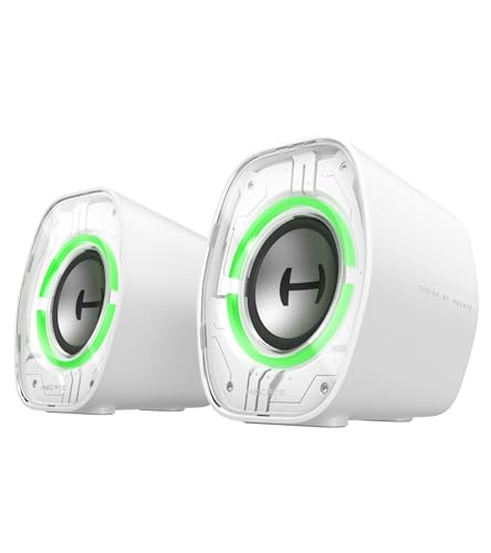 Edifier G1000 II Desktop Computer Speakers for Gaming, 2.5" Full-Range Driver & Enhanced Bass, Bluetooth 5.4 with USB-C/AUX, 9 Dynamic RGB Lighting Modes, Compact for PC/PS5/Switch - White