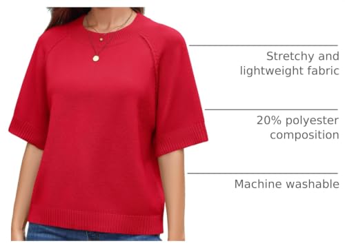 Image of ZDC Women's Short Sleeve Sweaters 2026 Fall Lightweight Loose Fit Knit Pullover Tops