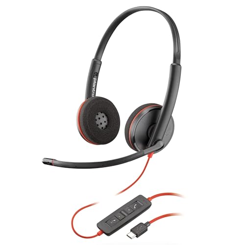 Poly Blackwire 3220, Cuffia Cablata con Connessione USB-A, USB-C, AUX