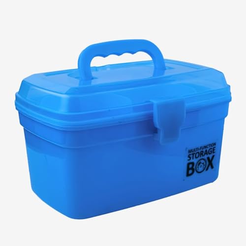 Image of SHUTTLE ART Multipurpose Plastic Storage Box Travel Stationery Makeup Cosmetic Medicine Organizer,Medicine Box Portable First-aid Case Large Capacity (S-Medical Storage Box-Blue)