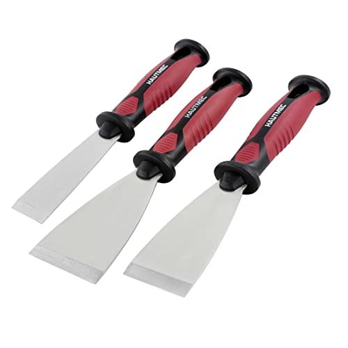 HAUTMEC 3-Pack Juego de cuchillos para encintar, Drywall Flex/Flexible Acero inoxidable Cuchillos para encintar Stiff Steel Metal Drywall Stiff Putty Knife Juego de rascadores de pared HT0062-PT Cover