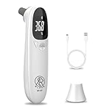 HOVCEH Ohrthermometer Hund, Fieberthermometer Hund mit LED Anzeige, 12,8 * 3,9 cm Tragbares Fieberthermometer Ohr, Fiebererkennung für Katzen, Hunde, Kühe, Ferd(Weiß)