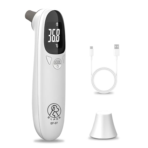 HOVCEH Ohrthermometer Hund, Fieberthermometer Hund mit LED Anzeige, 12,8 * 3,9 cm Tragbares Fieberthermometer Ohr, Fiebererkennung für Katzen, Hunde, Kühe, Ferd(Weiß)