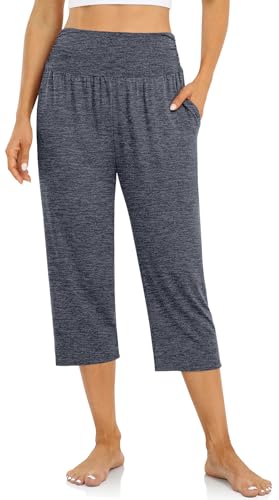 Image of UEU Women's Yoga Capri Pants Loose Soft Drawstring Workout Sweatpants