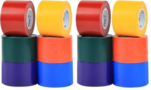 Image of SIKEDEPRO Rainbow Colored Duct Tape 12 Pack,15 Yards x 2 Inch Heavy Duty Rainbow Waterproof Colored Tape Variety Pack,Tear by Hand,Great for Packaging, Arts & Crafts and DIY