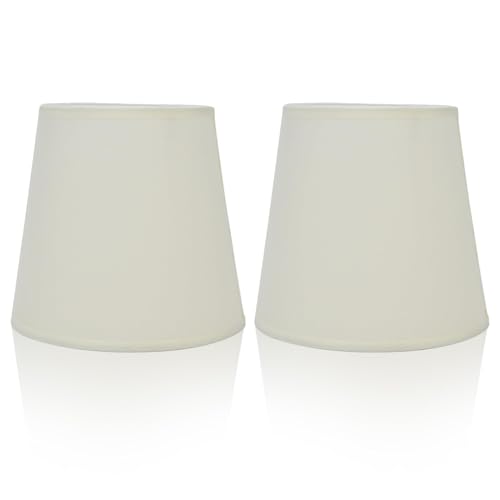 Abat-jour LED en tissu, 2pcs Tonneau Tissu Abat-jour Suspension, Abat-jours Lustre Moderne Mini Abat-jours Pour Lampe De Table Et Applique Murale(Blanc)