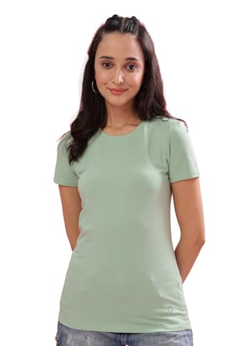 Image of Dollar Women's Solid Stretchable Cotton Round Neck Tshirt